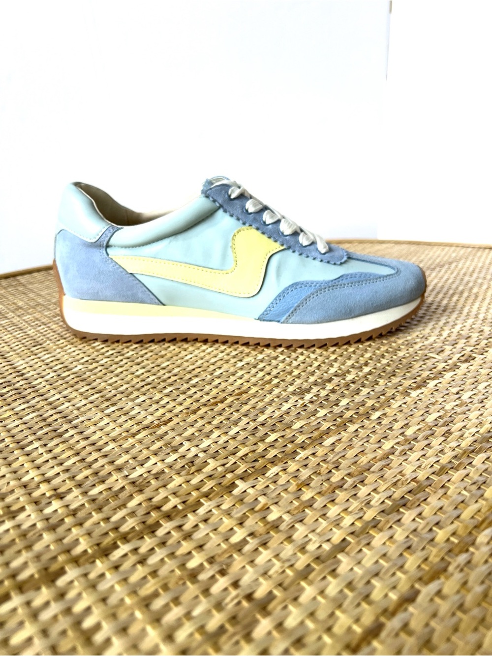 Dolce Vita B.NTCD Sneakers Light Blue Butter Yellow Low Profile Nylon Suede 8.5